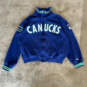 Vintage Vancouver Canucks NHL Full Zip Jacket Spell Out Blue XXL